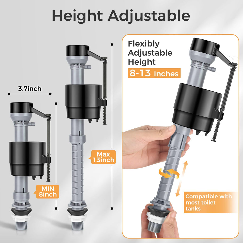 Houpeoro Universal Toilet Flusher Replacement Kit, Toilet Fill Valve and 2-Inch Flapper Replacement Kit, Toilet Repair Kit Inside Tank, Adjustable, Quiet and Easy to Install (1-Pack)