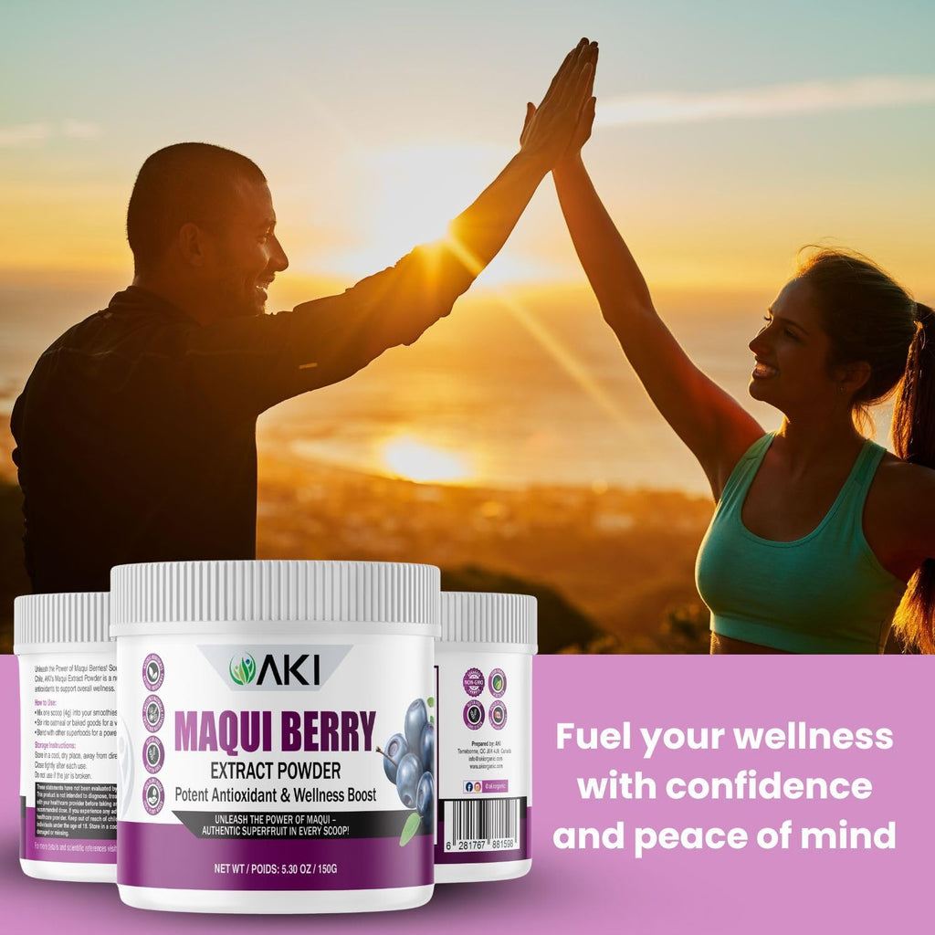 AKI Maqui Berry Extract Powder – Wild Harvested from Patagonia, High in Anthocyanins & Polyphenols, Freeze-Dried Superfruit for Smoothies, Non-GMO, Vegan, 150g/ 5.3 oz