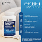 Dr. Berg Magnesium Glycinate 90ct – 4-in-1 Chelated for Muscle, Nerve, Sleep & Stress Support*– w/ D3, B6 & Zinc – 4X Lab-Tested – No Fillers – Formulated in USA, GMP-Certified