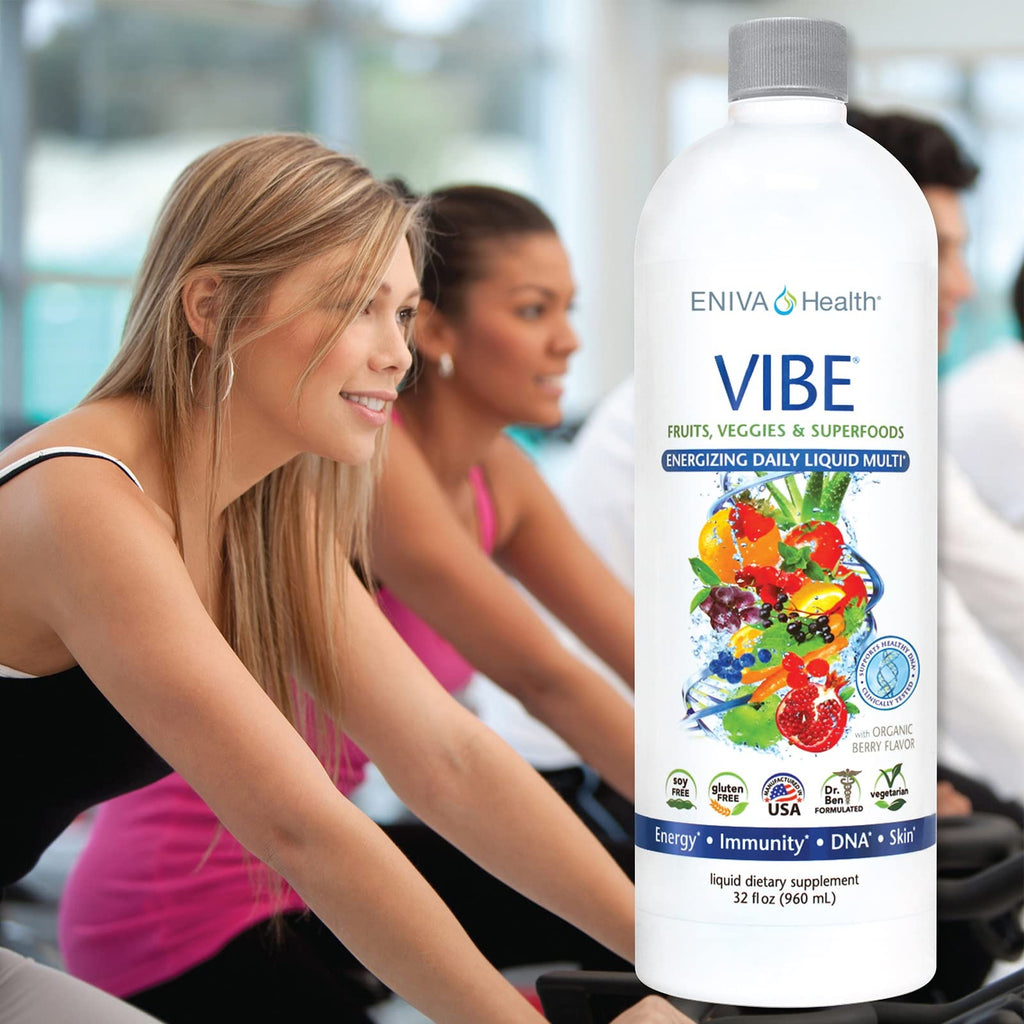 Eniva Health Vibe Liquid Multivitamins Mineral Supplements with Vitamins A, B12, C, D, E & Amino Acids | Fruits and Veggies Daily Supplement for Women & Men | Doctor Formulated | USA Made | 32 oz