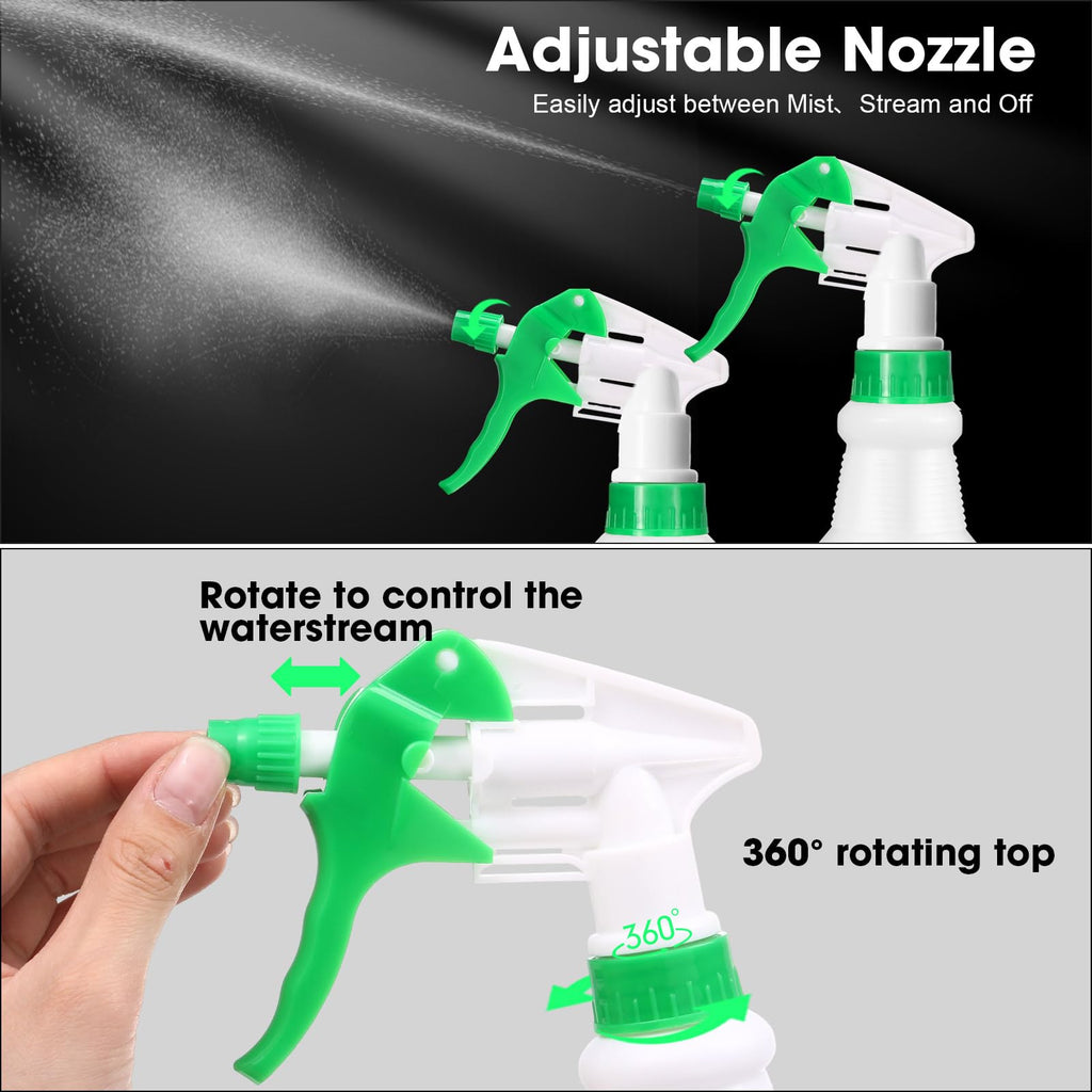 Eccliy 12 Pcs 16 Oz Plastic Spray Bottle, Adjustable Empty Reusable Sprayer for Cleaning, Planting, Water, Bathroom and Kitchen, BBQ, Commercial and Residential (Original,Green,White)