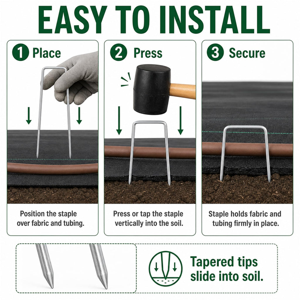200 Pack 8 Inch Landscape Staples, Weed Barrier Stakes, 11 Gauge Galvanized