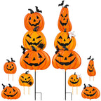 Beterzack 2 Pack Halloween Garden Stakes - Stacked Metal Pumpkins Jack-o-Lantern Lawn Decor, Scary Metal Yard Signs Stake Outdoor Decorative Pumpkin Home Lawn Pathway Decor