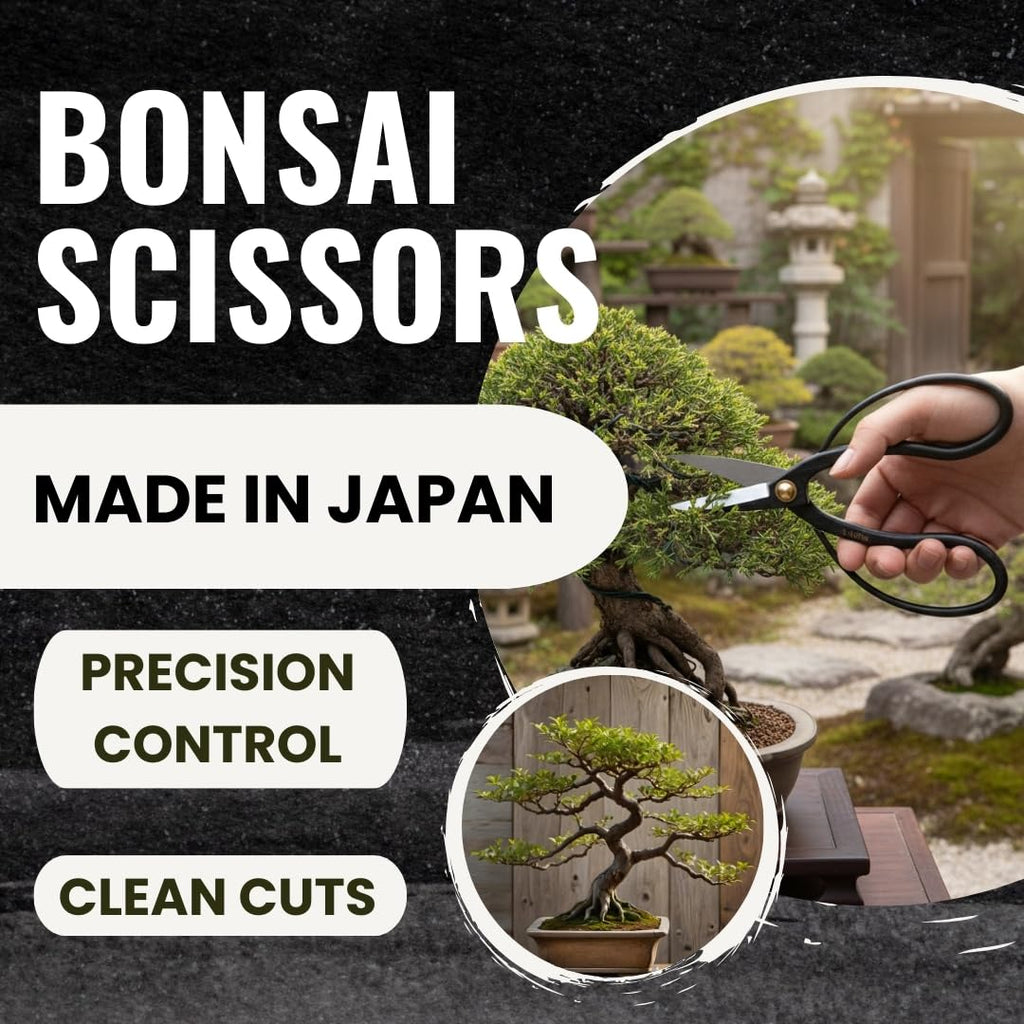 SenkichiKin Bonsai Scissors 7in (180mm) – Made in Japan Pruning Shears, Sharp Carbon Steel for Precision Trimming, Lightweight Tool for Bonsai, Flowers & Indoor Plants, forest Originals