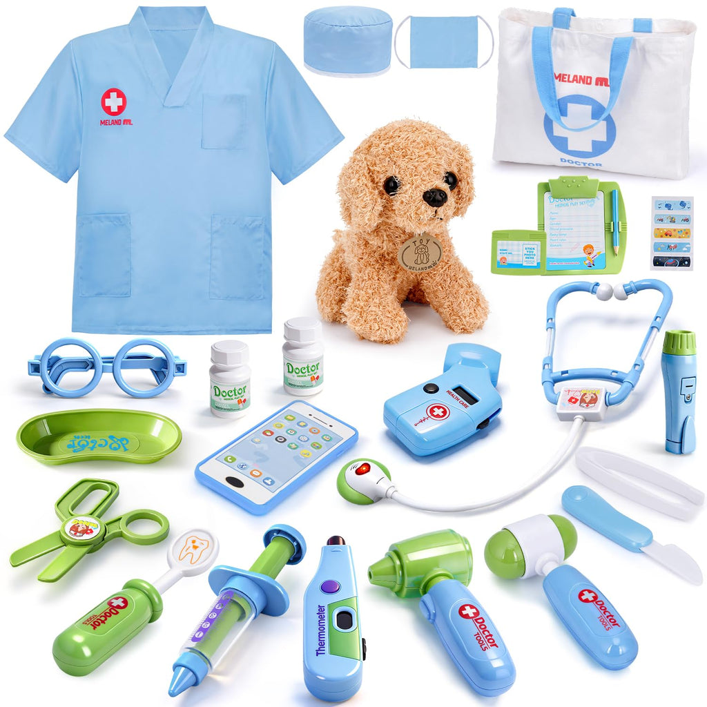 Meland Doctor Kit for Child with Puppy, Pretend Play Toy Gift for Ages 3-6