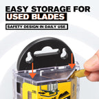 M MEEPO 100-Pack Utility Knife Blades, Titanium Fully Plated, Durable SK-2 Razor Blades for Utility Knife Box Cutter, Never Rust, Extra Durable, With 1-blade & 5-blade Dispenser