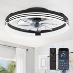 ZMISHIBO Low Profile Ceiling Fans with Lights and Remote, 20" Black