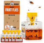 Super Ninja Fruit Fly Traps for Indoors - 6 Pack, Highly Effective Fruit Fly Catcher for Indoor Use for Home & Kitchen, Up to 3 Weeks of Performance per Bottle, Kid & Pet Friendly