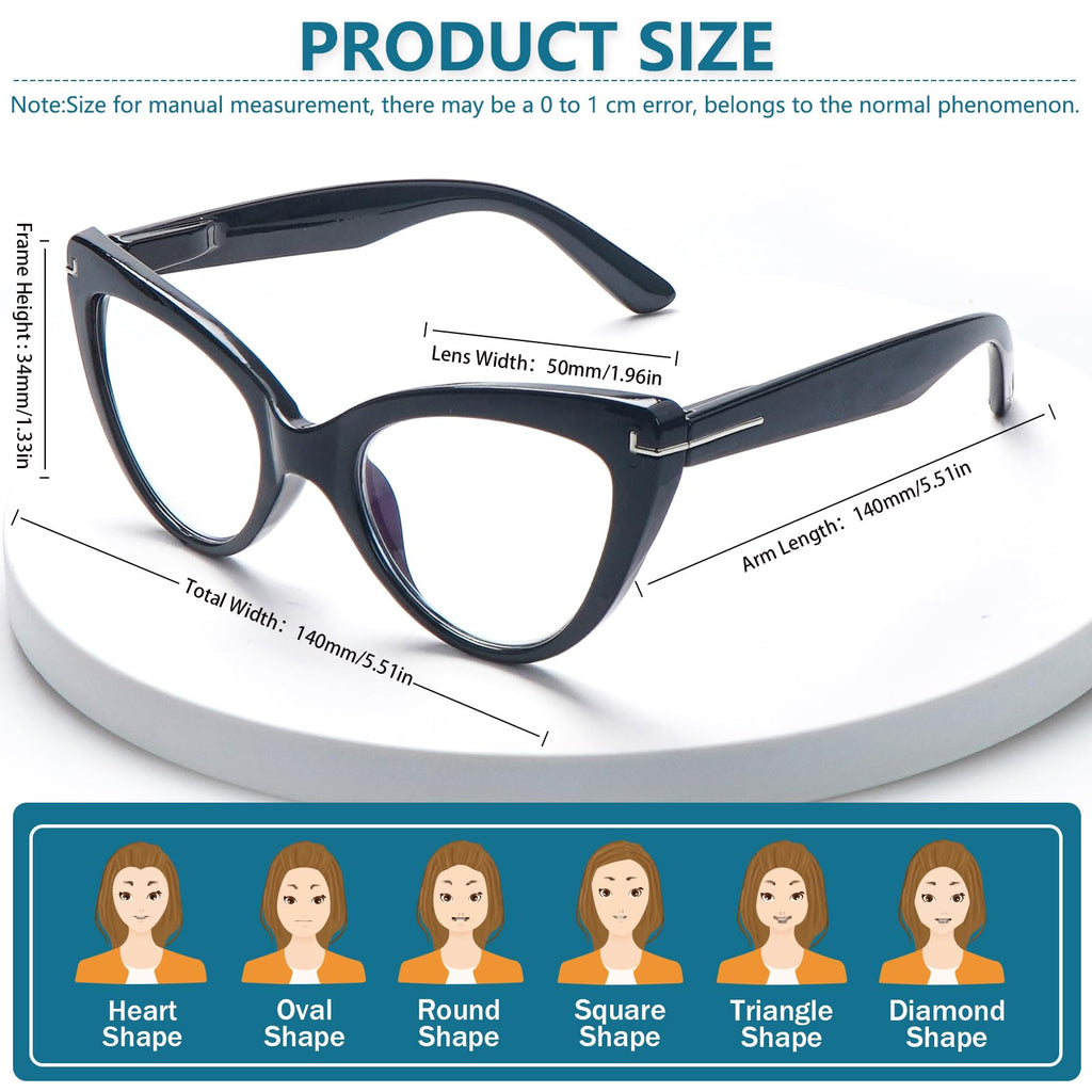 BONCAMOR 6 Pack Fashion Cat Eye Reading Glasses for Women Blue Light Blocking Oversized Spring Hinges Computer Readers (6 Mix, 2.5, Diopters)