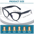 BONCAMOR 6 Pack Fashion Cat Eye Reading Glasses for Women Blue Light Blocking Oversized Spring Hinges Computer Readers (6 Mix, 2.5, Diopters)