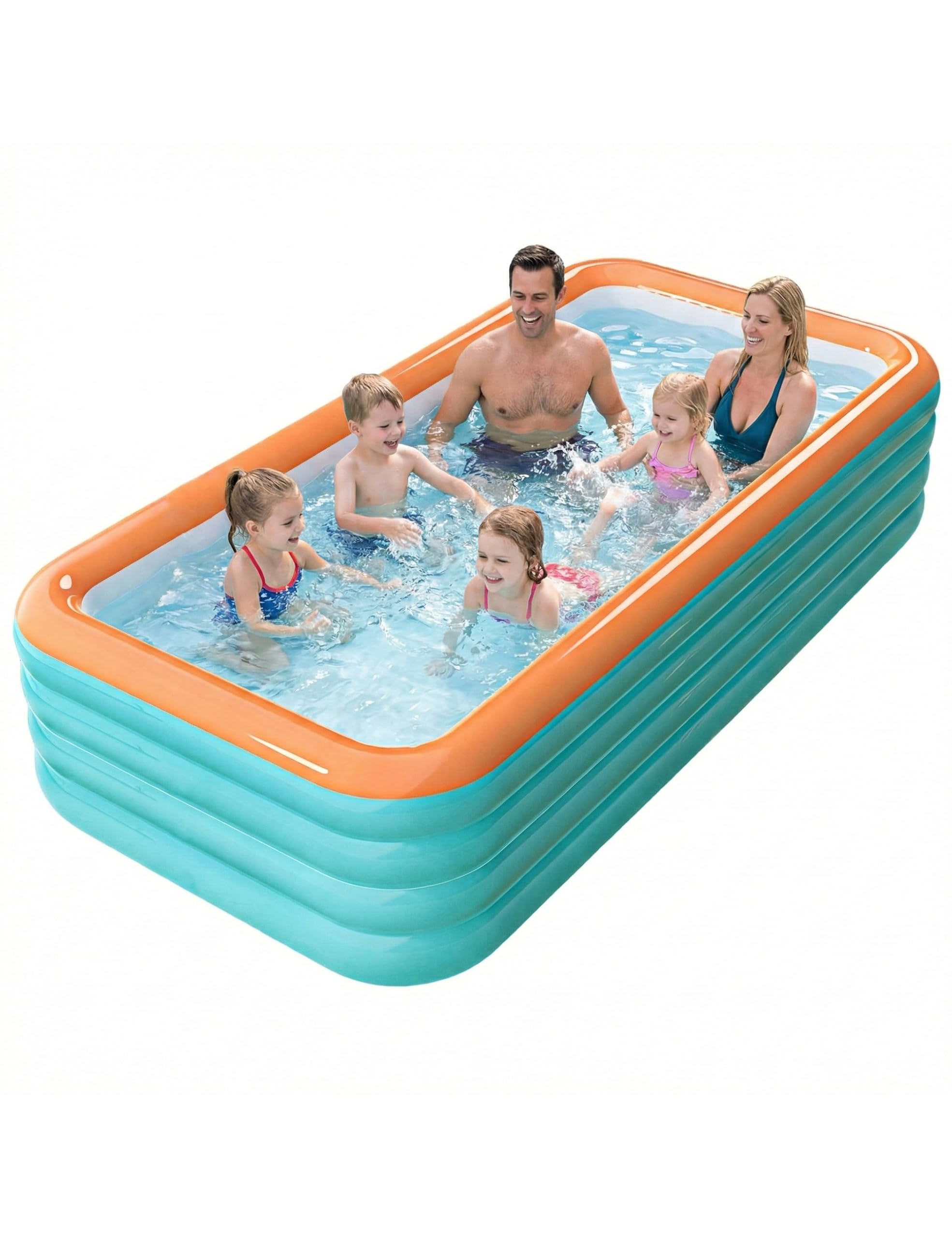 120" Inflatable Pool for Kids & Family, 4-Layer Thickened Blow Up Pool (Stronger Than 3-Layer), 0.32mm Heavy Duty PVC, Durable Swimming Pool for Adults, Kids & Pets Backyard Summer Orange