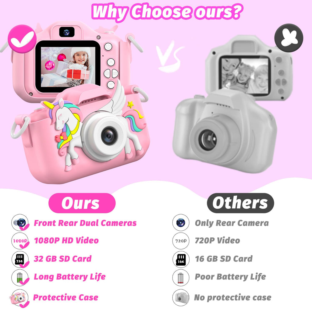 Masterbee Children's Camera Toys for Girls & Boys, 3-12 Years - 1080P HD Video Kids Digital Camera - Perfect for Christmas & Birthday Gifts