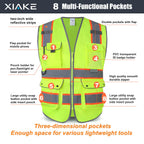 XIAKE Reflective Safety Vest for Men & Women High Visibility Class 2 Vest with 2 Inch Dual Tone Reflective Strips (Yellow - Orange Trim, Small)