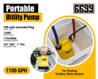 6699 Tankless Water Heater Flushing Kit Includes 1/6HP Submersible Sump Pump with Two Adapters & 3 Gallons Pail with Bucket Lid Opener & Two 1/2” Dia X 6’ PVC Hoses with Washers