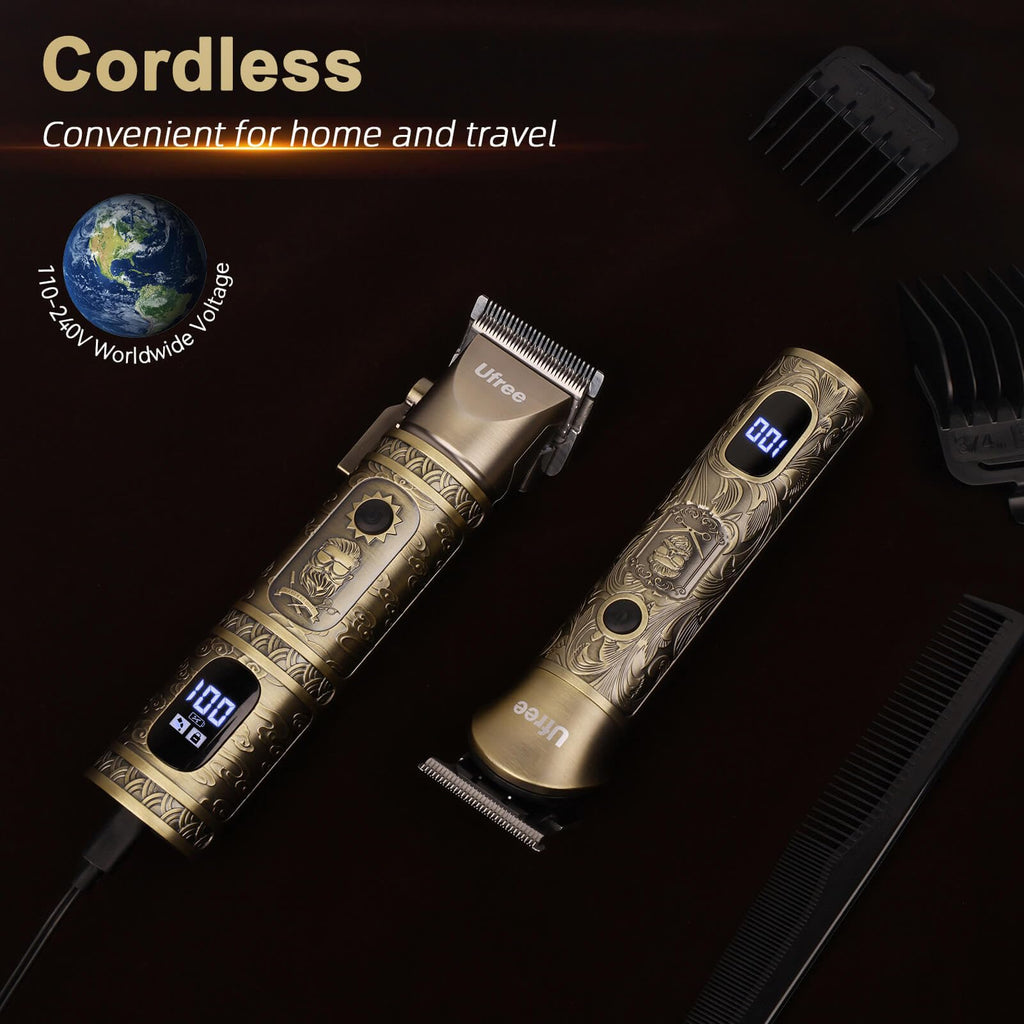 Ufree Beard Trimmer for Men with Hair Clipper, Professional Hair Clippers for Men and Hair Trimmers, Cordless Electric Razor Mens Grooming Kit for Nose, Face, Ear, Body, Gifts for Men Husband Father