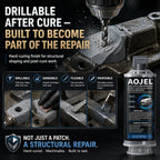 AOJEL 2-Pack Metal Epoxy, 2-Part Structural Repair Adhesive for Metal & Aluminum Repair, Load-Bearing, Waterproof, Heat Resistant to 392°F, Drillable After Cure, Total 3.38 oz
