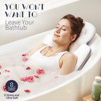 Full Body Bath Pillow for Bathtub, Thick Bath Cushion with Laundry Bag and 160 Silicone Suction Cups, Luxury Tub Padding Support for Head Back Butt Legs White 51" x 16"