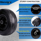 4.10/3.50-4" Tire and Wheel, 10" Solid Tire, 5/8" Bearing with 3/4" & 1/2" Extra Bearings, 4.10/3.50-4 Flat Free Wheels, 2.2" Offset Hub for Hand Truck Garden Wagon Cart Trolley Dolly - 2 Pack