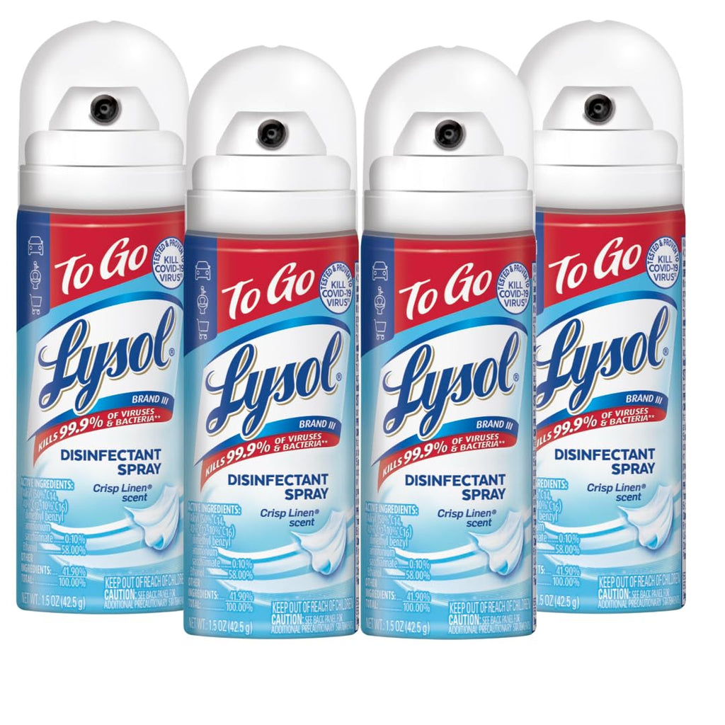 Lysol To Go Disinfectant Spray, Crisp Linen, Travel Size - 1.5 oz (Pack of 4)