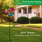 Large Kinetic Solar Wind Spinner Outdoor Metal 3D Yard Art with Stake
