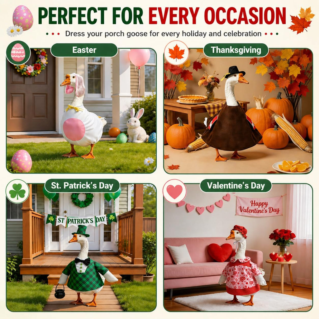 WeLyruff 8 Set Porch Goose Outfits - Gift for Patio Lawn Decor