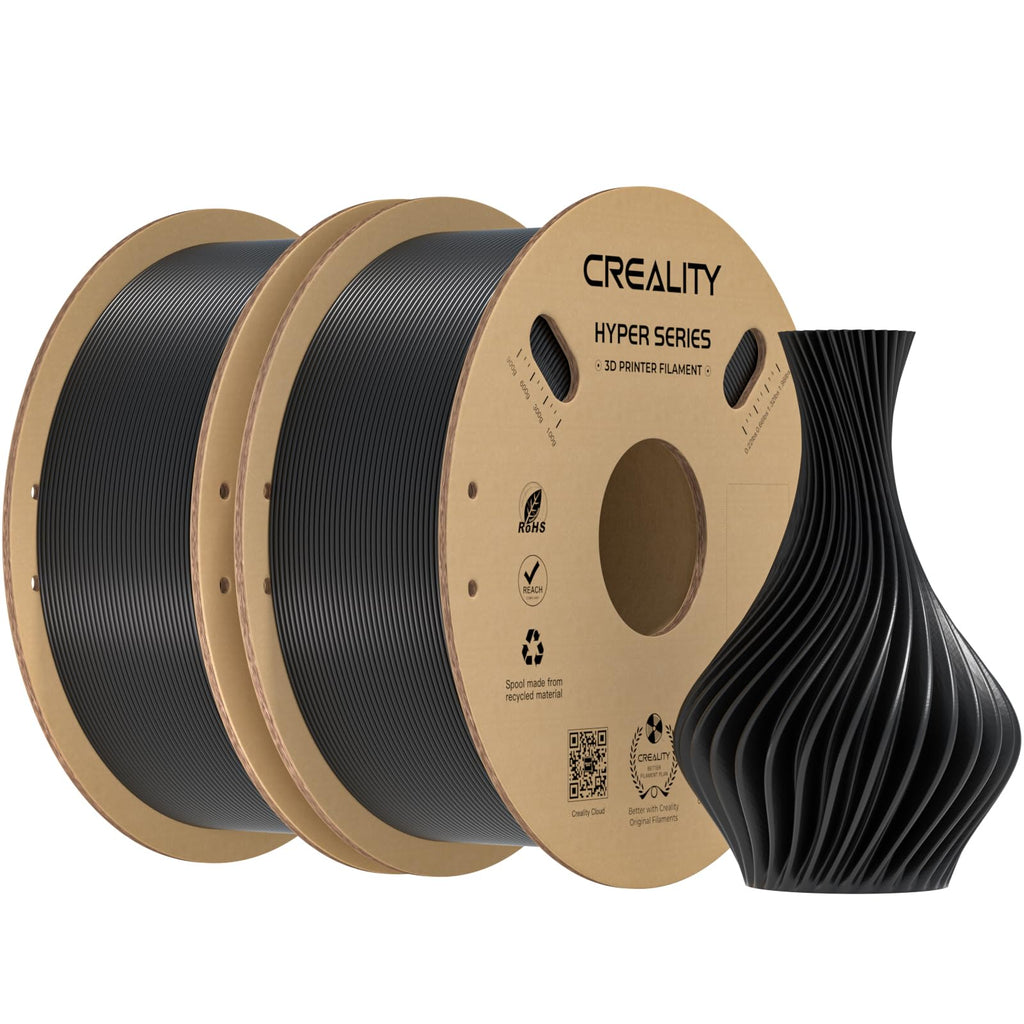 Creality Hyper PLA Filament 1.75mm 2KG, High-Speed Printing 30–600mm/s, Smooth Extrusion and Stable Printing, Low Stringing, 3D Printer Filament,+/- 0.03mm Accuracy (Black+Black)