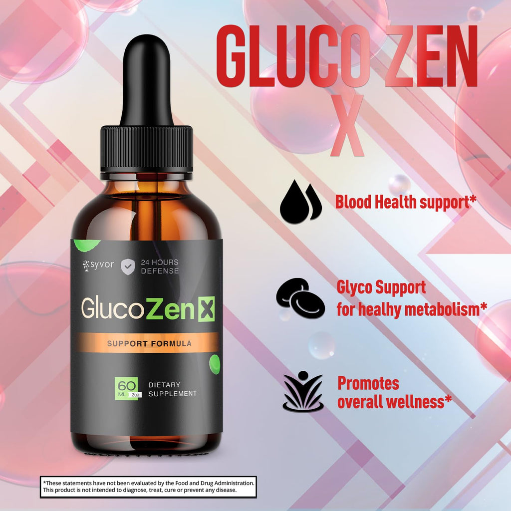 (3 Pack) GlucoZen X Drops, Official GlucoZenX Liquid Drops with All Natural Ingredients, Advanced Formula Glycogen Support Supplement with Max Strength Premium Vitamins for Women & Men (90 Servings)