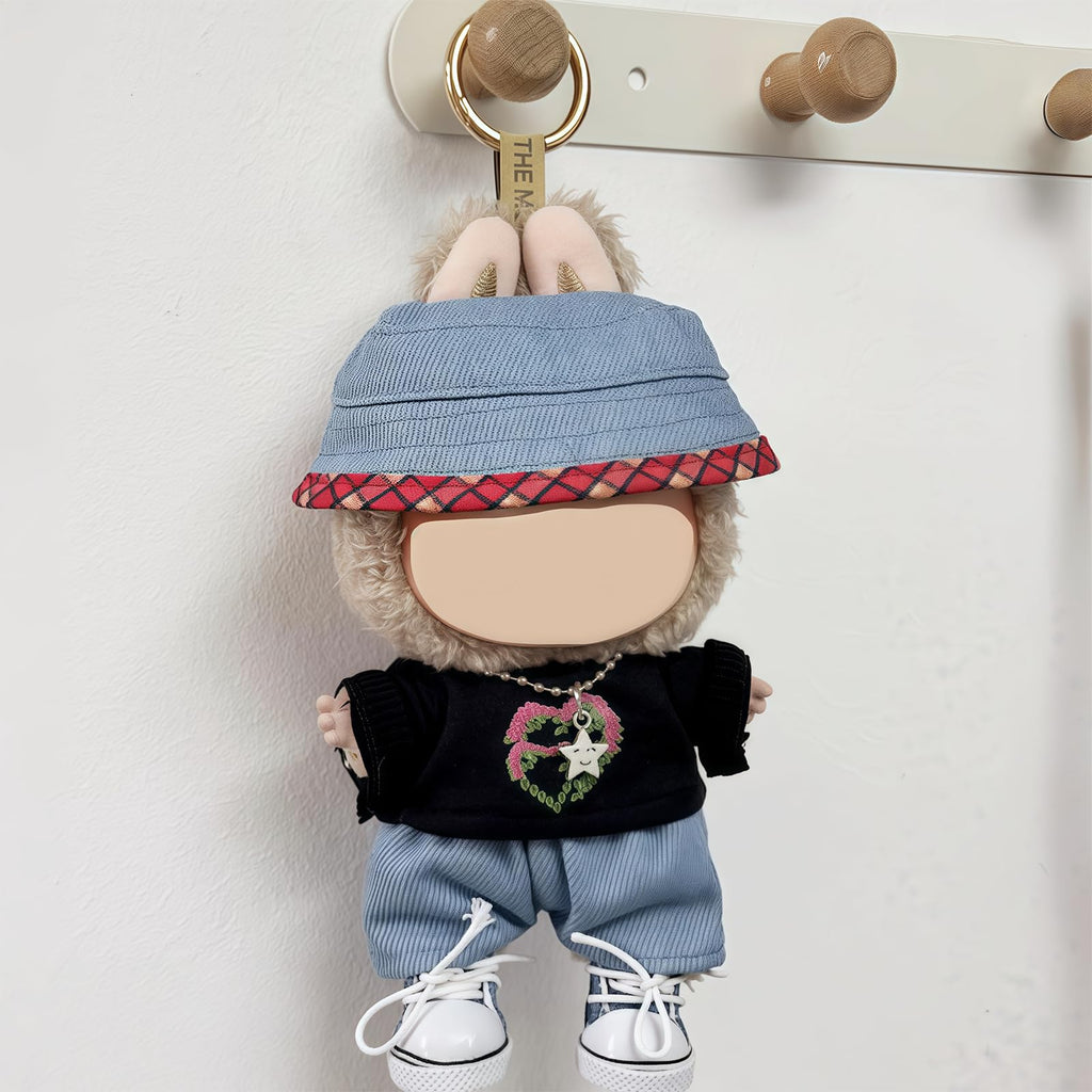 5 Set 17cm Doll Clothes, Clothes for Dolls Outfit, Accessories for 17cm Dolls Clothes Sweater + Hat + Jeans + Necklace + Shoes,, No Doll Included (Cowboy Set)