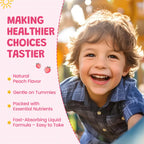 Liquid Iron Supplement for Kids, Women & Men - with Calcium, Zinc, Kids Multivitamin with Iron Drops - Blood Builder & Energy Support for Iron Deficiency, Anemia, Peach Flavor 4 Fl Oz