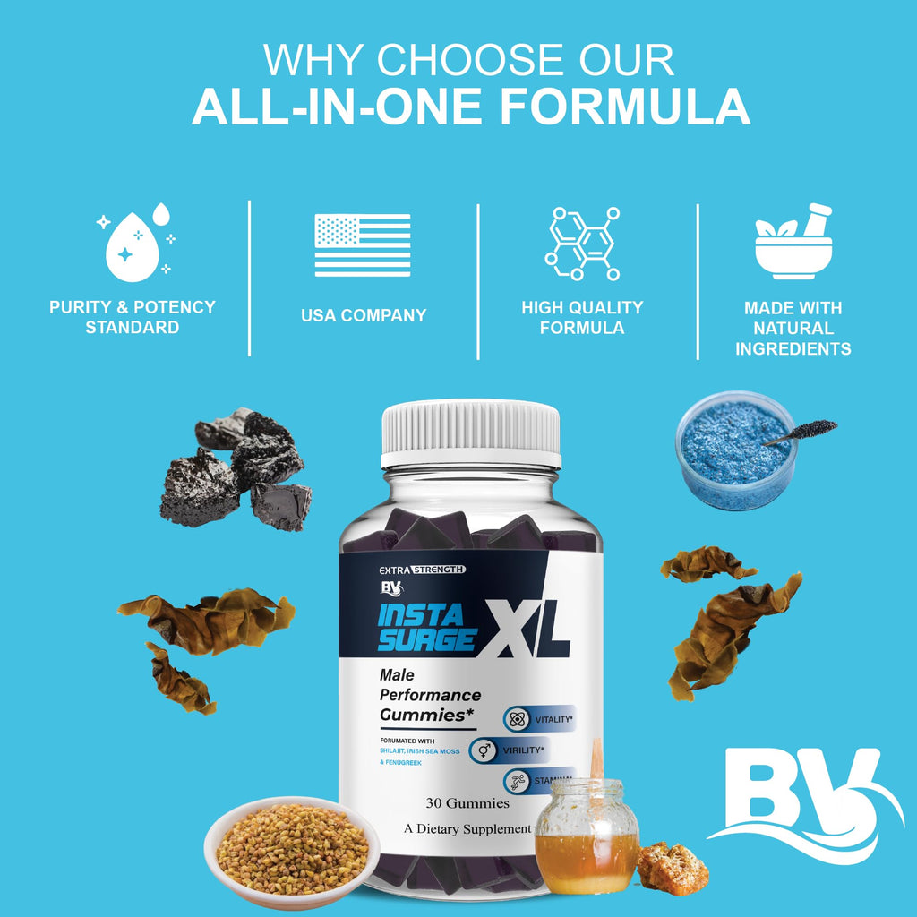 BLUE VIBE Insta Surge XL Gummies, InstaSurgeXL Advanced Overall Health Formula Supplement, InstaSurge XL Maximum Support (1 Pack - 30 Gummies)