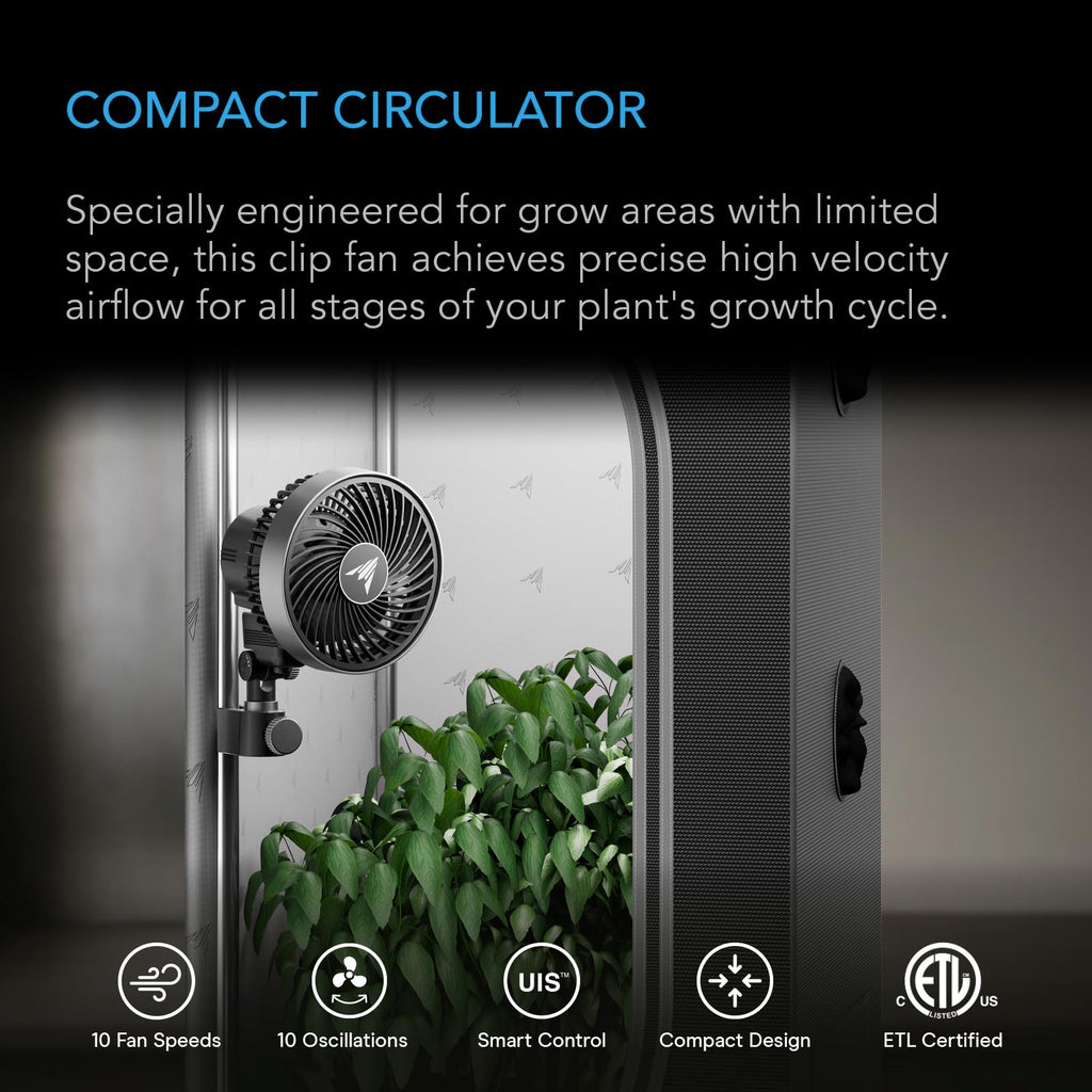 AC Infinity CLOUDRAY S4, Ultra-Compact Grow Tent Clip Fan 4”
