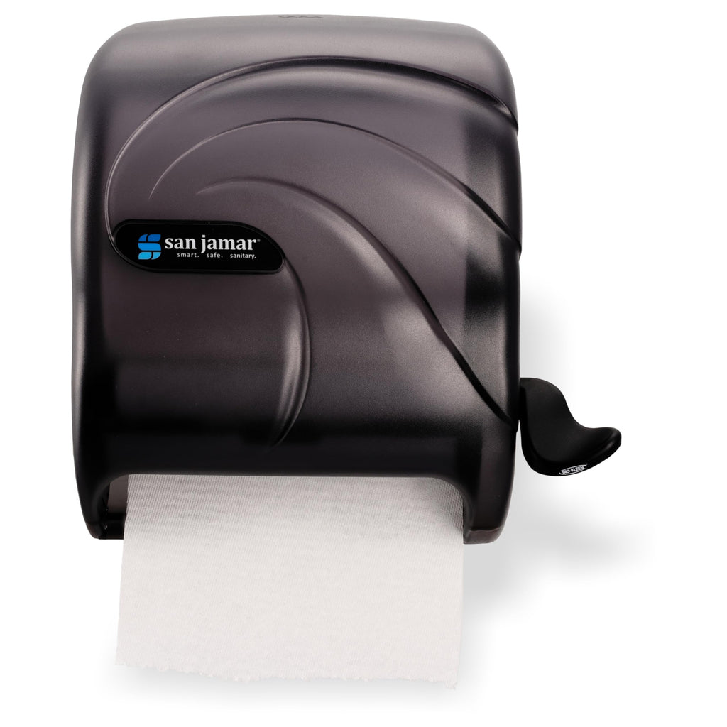 San Jamar Element Paper Towel Dispenser, Manual Lever Roll Storage Solution for Bathroom and Kitchen, 12.75" x 12.5" x 8.5", 1 Count, Black Pearl