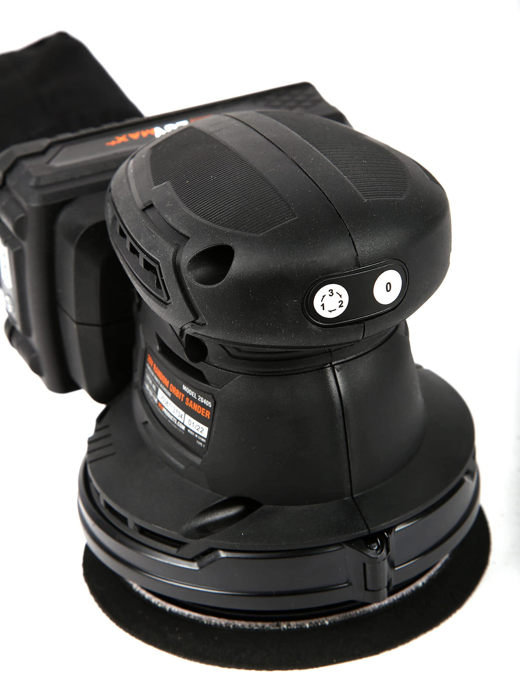 WEN Cordless Orbital Sander, Brushless with 5-Inch Random Orbit Pad, 20V Max 2.0 Ah Lithium-Ion Battery and Charger (20405),Black