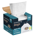 SONGMICS Trash Bags, Drawstring Kitchen Garbage Bags, Pre-Separated, Quick-Dispense Box, for 8-Gallon (30 L) Trash Cans, Liner Code H, 4 Rolls, 160 Count, White UKRB031A04