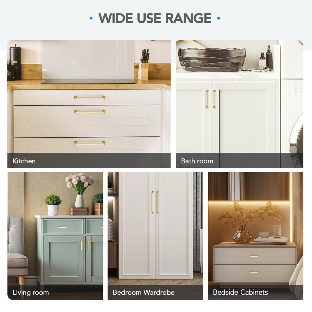HOME EDIT 5 Pack 10 Inch Brushed Gold Cabinet Handles Solid Zinc Alloy Pulls for Kitchen Cupboard & Drawer Hardware