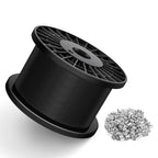 KALLSDY Black Vinyl Coated Wire Rope 1/16", 600FT 304 Stainless Steel Cable with 250PCS Aluminum Crimping Loop Sleeves for String Light Cable, Clotheslines, Trellis and Light Picuture Hanging