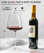 OJA Wine Glasses Set, Crystal Hand Blown Red Wine Glass Set of 4, 23 oz