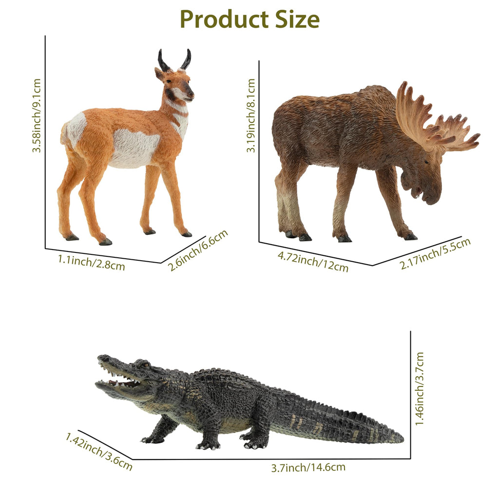 Toymany 12PCS Realistic North American Forest Animal Figurines Jungle Zoo