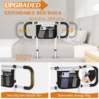 Bed Rails for Elderly Adults Safety - Extended Bed Assist Rail for Seniors - ASTM Approved Adjustable Bed Side Rails Handle Support Bar with Storage Bag & Fixing Strap, Fit King Queen Full Twin