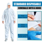 TrelaCo 12 Sets Hazmat Suit Disposable Protective Coveralls Full Body Paint Suit with Hood Shoe Cover and Glove Breathable Coverall (XL,White)