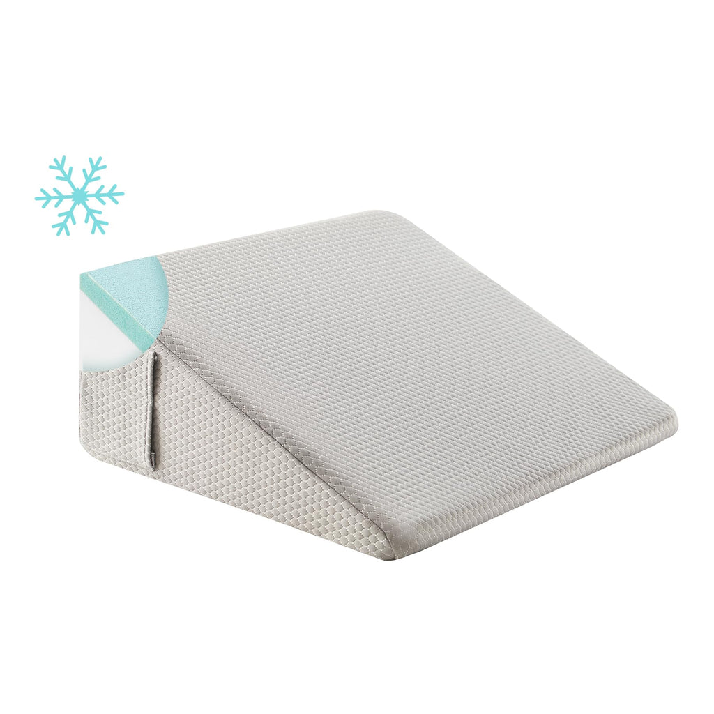 Bedluxe Wedge Pillow,12 inch Bed Wedge Pillow for Headboard, Pillow Wedge for Acid Reflux Relief, Sleeping, After Surgery, Snoring, Gerd, Triangle Pillow Wedge - Cooling Memory Foam Top, Grey