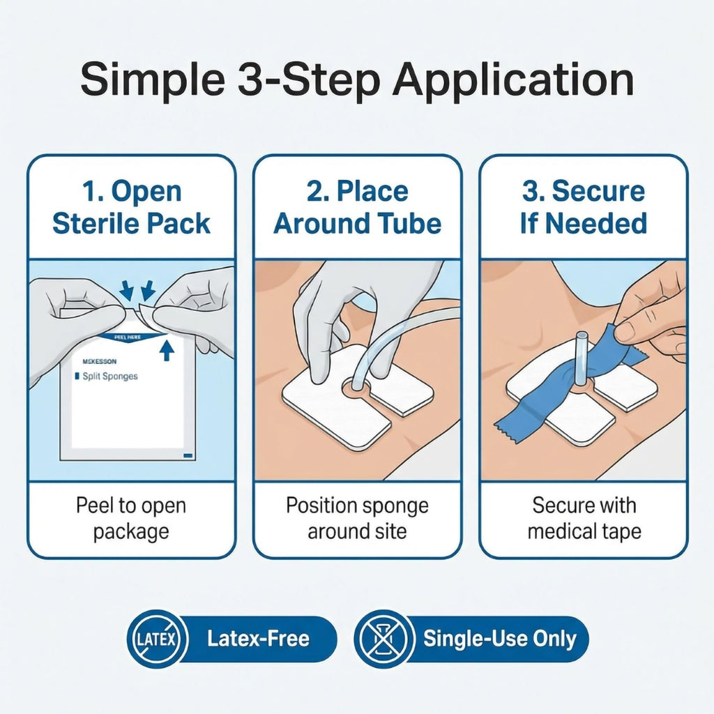 McKesson Split Sponges, 6-Ply Sterile, 2 x 2 in, 2 ct, 2 per Pack