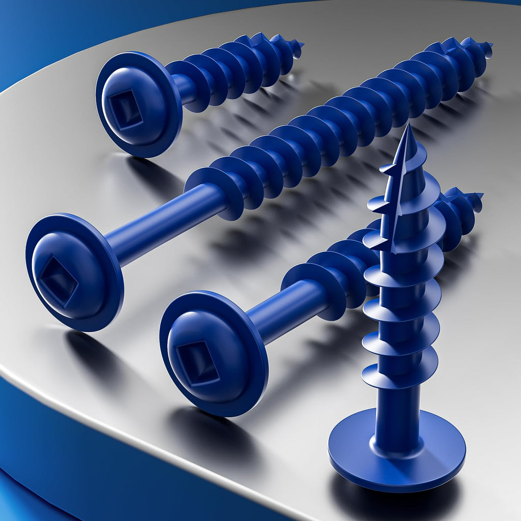 Wensilon (Blue) Pocket Hole Screws # 8 * 1-1/4" 323pcs 2lbs Square Hole Wood Screws and Round Head Square Hole self Tapping Screws are Suitable for Wooden use.150MM,60MM Drive bit Included.