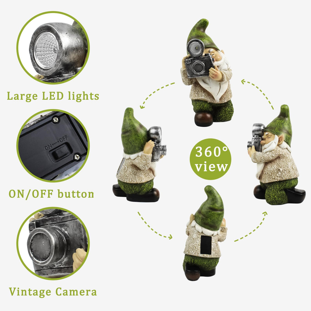 EPTUEGA Garden Gnomes Decorations for Yard - Garden Gnome Solar Statue Funny Outdoor Decor for Yard,Patio,Lawn,Unique Housewarming Gifts