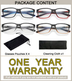 Reading Glasses for Men 4-Pack Stylish Computer Readers with Spring Hinges, Anti Glare/Eye Strain Filter UV Ray Blue Light Blocking Two-Tone Reader Eyeglasses,+1.25 Magnification Strength