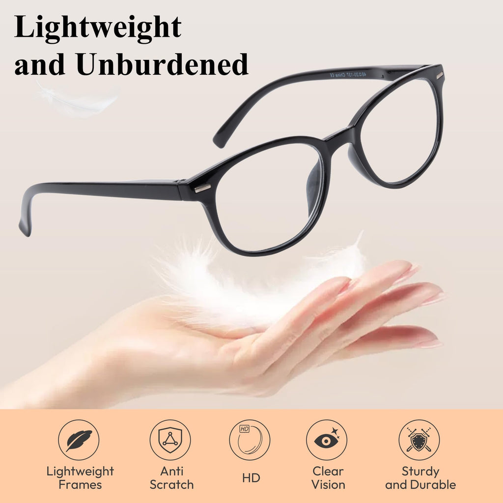 EFE Reading Glasses Readers for Women Ladies 2.5 Lightweight Full Frame Spring Hinge Eyeglasses 5 Pack (Mix Color, 2.50)