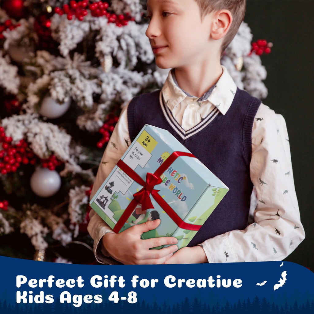 Dufvrpe Magnetic Blocks - 128PCS Cavern Exploration - 1" Creative Magnetic Building Cubes Gift Set for Kids Ages 4-8