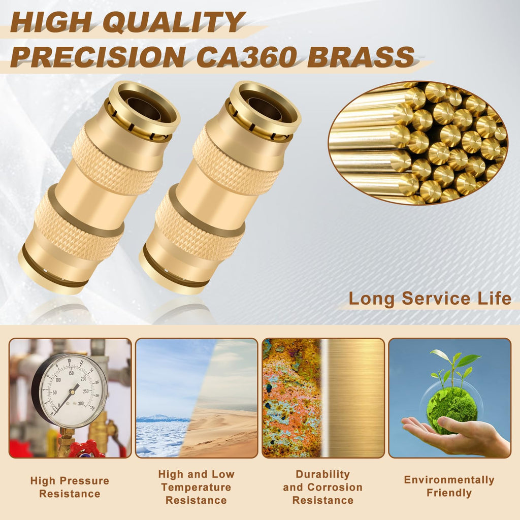 Boeray 5/16" Straight Brass Union, DOT Approved Air Line Connector 10PCS