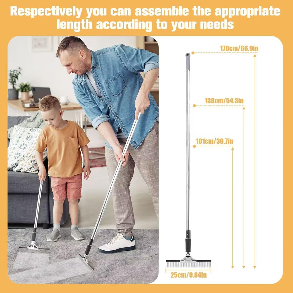 Astfys Big Carpet Rake with Long Handle, Black and Silver