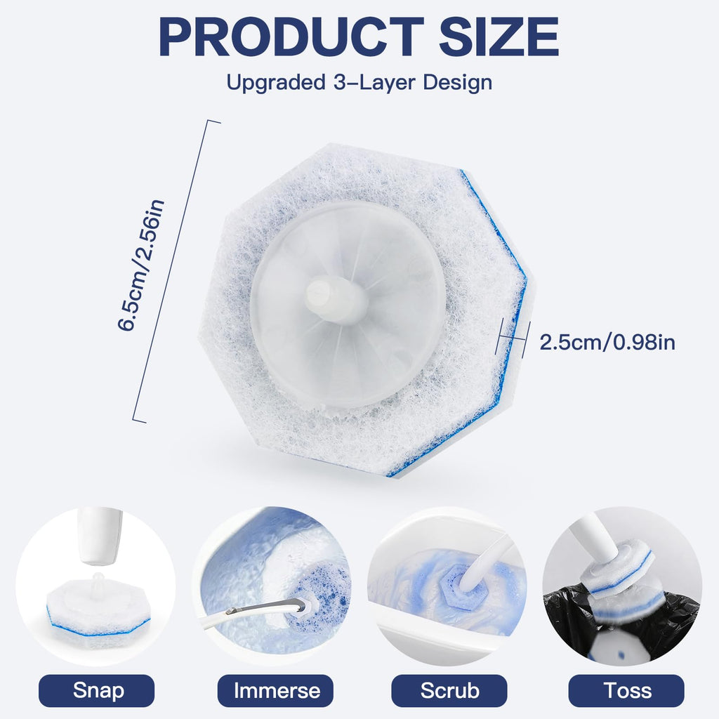 Gkweres 100PC Toilet Bowl Wand Refills, Disposable Toilet Brush Heads, Upgraded Toilet Scrubber Refill, Toilet Cleaner Refill Pads with Most Toilet Brushes for Easy Bathroom Cleaning